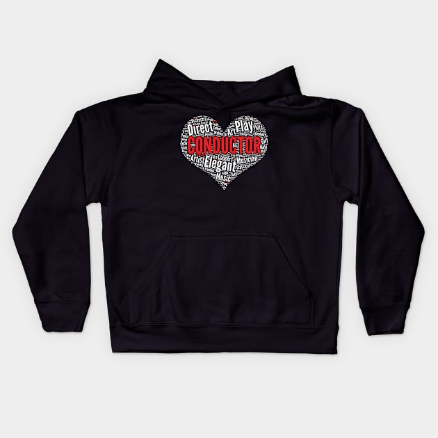 Composer Conductor Heart Shape Word Cloud Design graphic Kids Hoodie by theodoros20